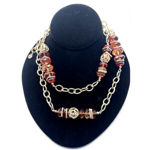 Vtg NAPIER Acrylic Lucite Faceted Filigree Beaded Chunky Chain Necklace RARE TAG